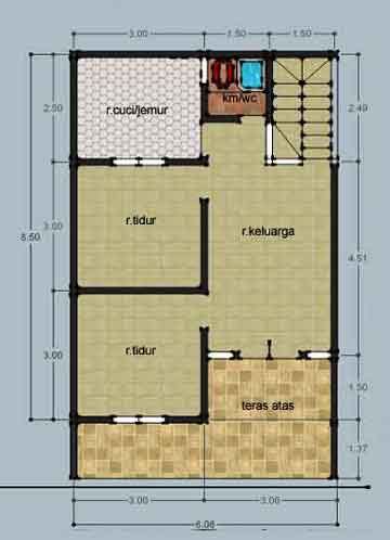 Desain rumah 6x10 modern 24. Desain Renovasi Rumah Type 21 2 Lantai - Gambar A1