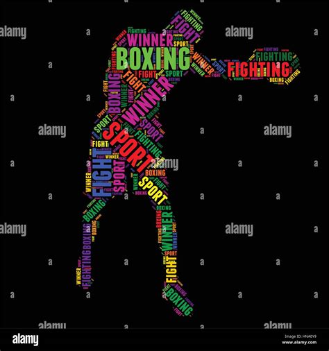 Boxing Typography Word Cloud Colorful Vector Illustration Stock Vector