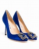 Lyst - Manolo Blahnik Hangisi Embellished Satin Pumps in Blue