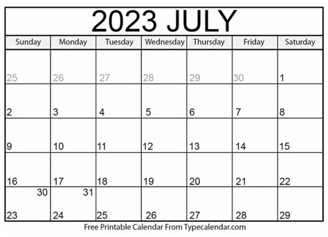 Printable July 2023 Calendar Templates With Holidays Free