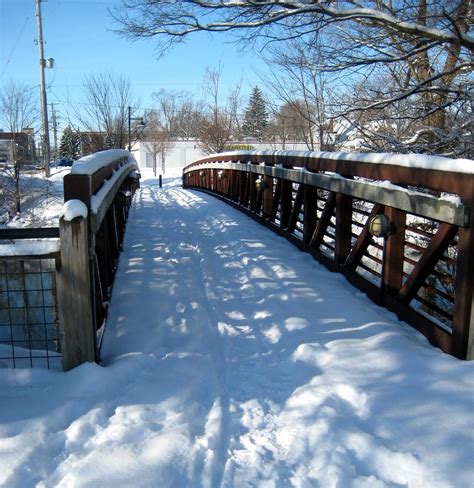 Snow Covered Bridge The Pedestrian Bridge Across The Pine Brandon