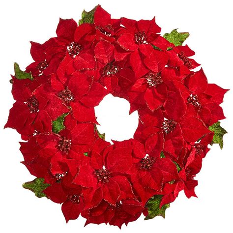 Red Poinsettia Wreath Christmas Wreaths