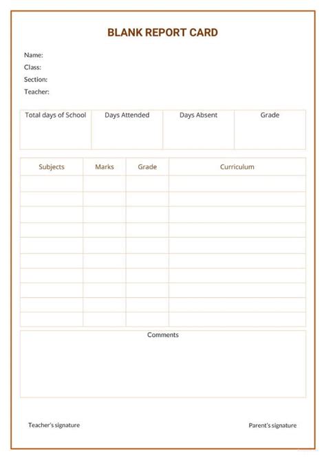 Printable Downloadable Report Card Template Customize And Print