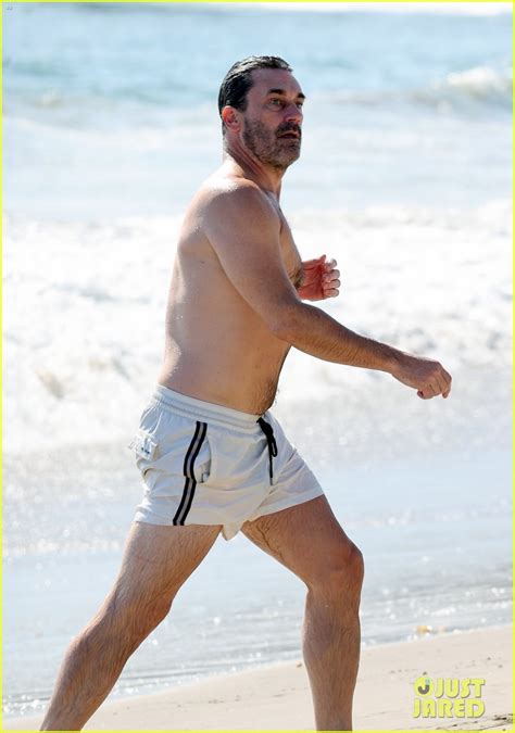 Jon Hamm Goes Shirtless For Beach Day With Girlfriend Anna Osceola Photo Bikini Jon