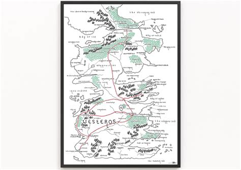 Westeros A Game Of Thrones Map Print Fictional Map Etsy Uk