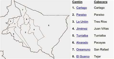 Mapas De Cartago Provincia N° 3 De Costa Rica