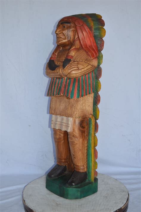 Indian Chief Made Of Wood Statue Large Size 12l X 9w X 40h Nifao