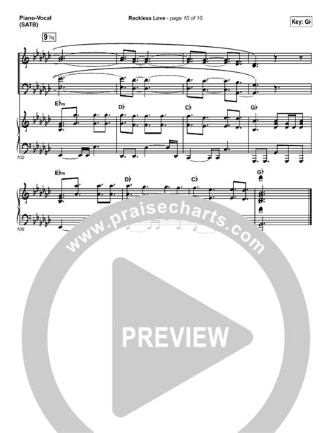 Reckless Love Lead Sheet And Pianovocal Bethel Music Cory Asbury