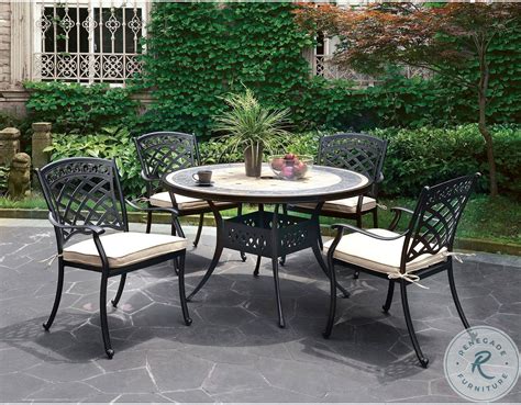 Charissa Antique Black Round Outdoor Dining Table Homegallerystores