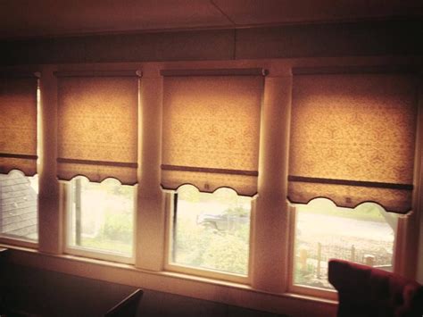 Gorgeous Graber Roller Shades With Cathedral Shaped Hem Bead Trim And
