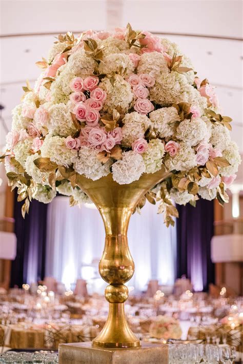 Gold Vase With Pink Flowers FLOWERS VHK