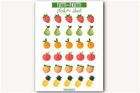 Tutti Frutti Sticker Sheet Fruit Icon Decorative Bullet Etsy