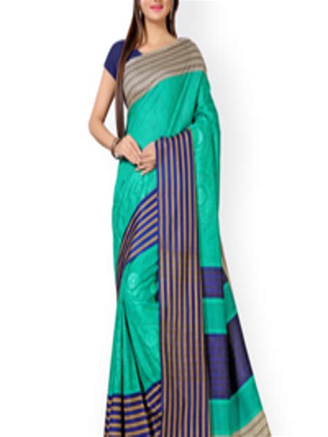 Buy Saree Mall Green And Blue Embroidered Silk Saree Sarees For Women 1556775 Myntra
