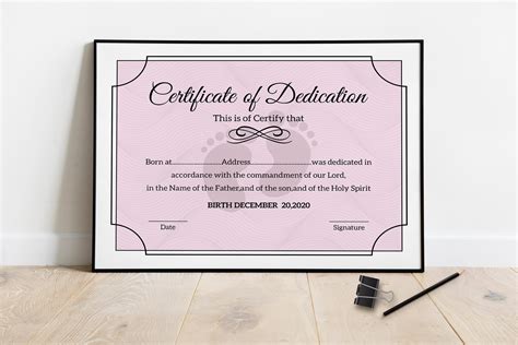 Baby Dedication Certificate Certificate Template Photoshop Etsy