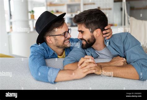 Happy Homosexual Male Couple Spending Time Together Stock Photo Alamy