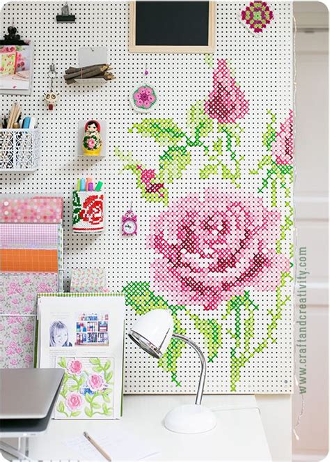 How To Painted Cross Stitch Pegboard For Your Craft Room Painted