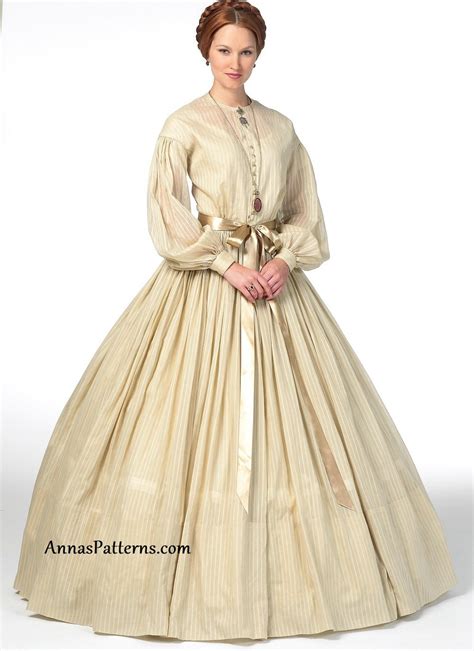 1800s Dress Sewing Pattern 16 24 Plus Americana Costume