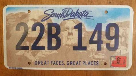 South Dakota License Plate Great Faces Great Places