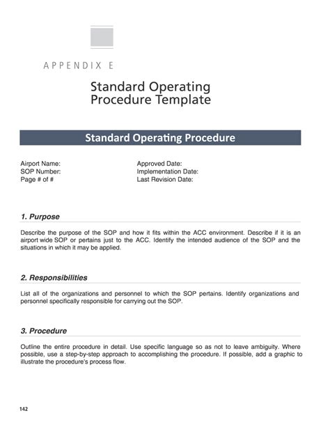 Appendix E Standard Operating Procedure Template