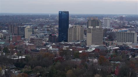 57k Stock Footage Aerial Video Slowly Passing The Citys Skyline In