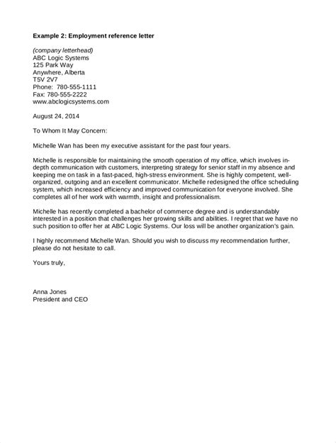 Letter Of Recommendation Sample For Job Reference Pdf Template