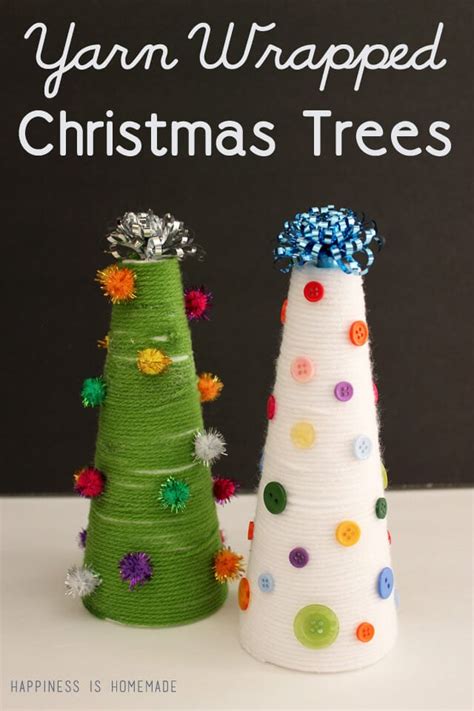 Kids Craft Yarn Wrapped Christmas Trees Happiness Is Homemade