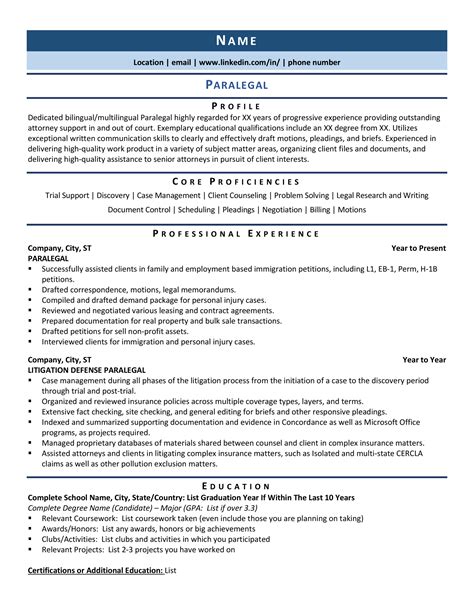 Paralegal Resume Example And Guide For 2021 Zipjob