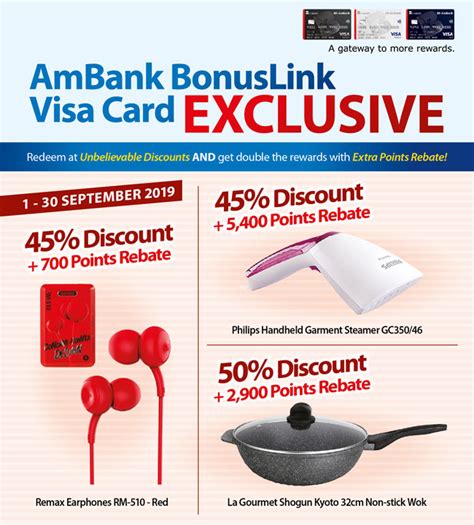 5x access to airport lounges, rm2 million travel insurance, 30 bonuslink points with rm20 spend with points and you still can continue to enjoy the annual fee waiver every year when you swipe your ambank bonuslink credit card for 12 times in a year from. Promotions :: BonusLink....