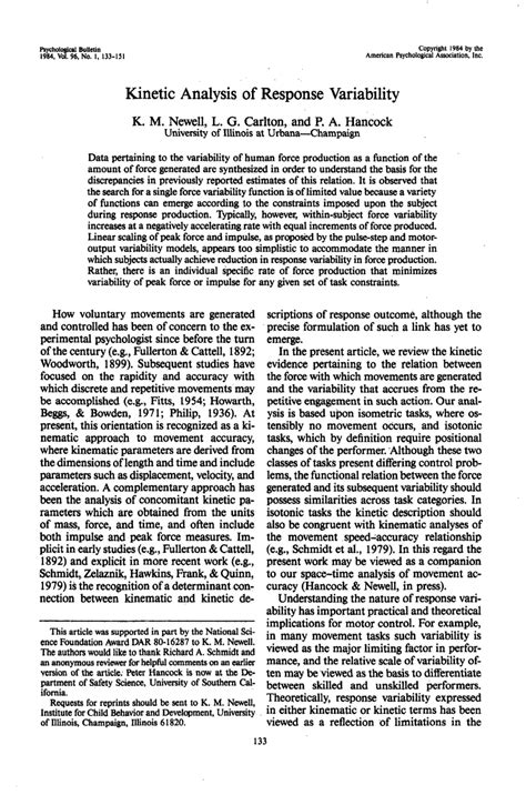 Kinetic Analysis Of Response Variability Request PDF