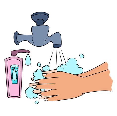 Cartoon People Washing Hands