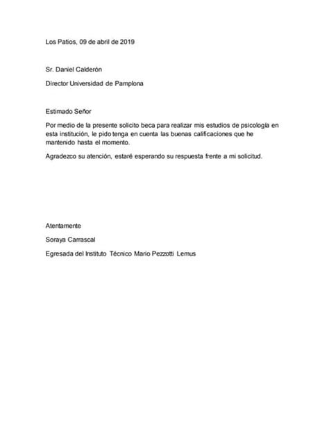 Carta Solicitud De Beca Pdf