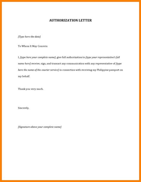 Free Example Of Authorization Letter Templates In Ms Word Pdf