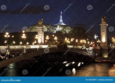 The Alexander Iii Bridge At Night Paris France Stock Image Image