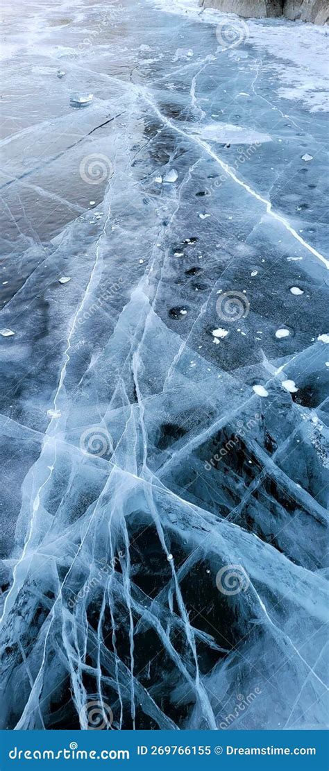 Clear Ice On Lake Baikal In Winter Stock Image Image Of Mountains