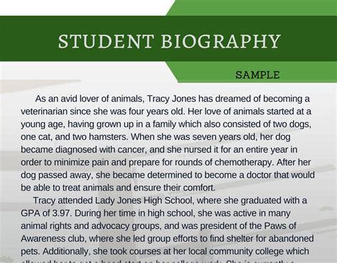 Student Biography Example Behance