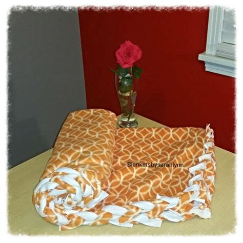 Blanket Sale Orange And White Fleece By Blanketsbysarahlynn Blankets