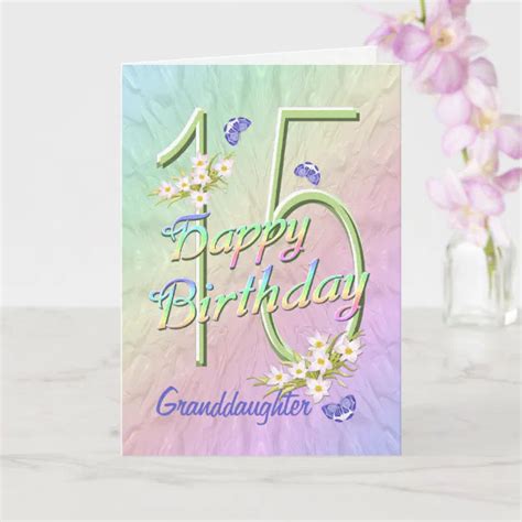 Granddaughter 15th Birthday Butterfly Garden Card Zazzle