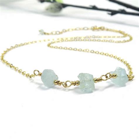 Aquamarine Natural Gemstone Necklace By Wished For