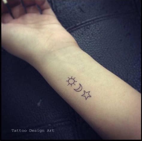 Moon Star And Sun Minimalist Tattoo Idea On Wrist Blurmark
