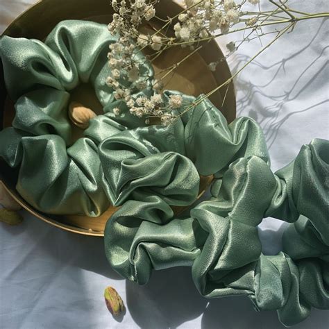 Pistachio Silk Scrunchies Etsy Mint Green Aesthetic Green