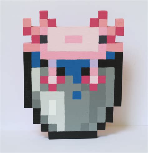 Solid Wood Pink Axolotl In A Bucket Inspired By Minecraft Etsy