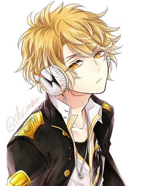 Anime Guy Golden Blonde Hair Yelloworangegolden Eyes Coat