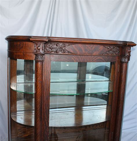 Antique Fine Carved Oak Curved Glass China Curio Cabinet Bargain John S Antiques Oak China