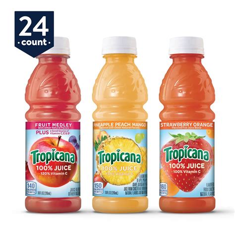 Tropicana 100 Juice 3 Flavor Fruit Blend Variety Pack 10 Ounce