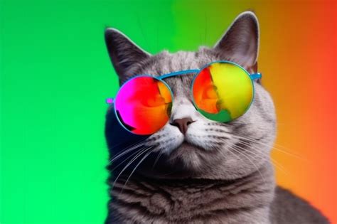 Premium Ai Image Sunglasses Pet Animal Portrait Colourful Funny Cute