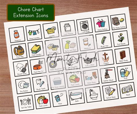 Free Printable Kids Chore Chart Icons