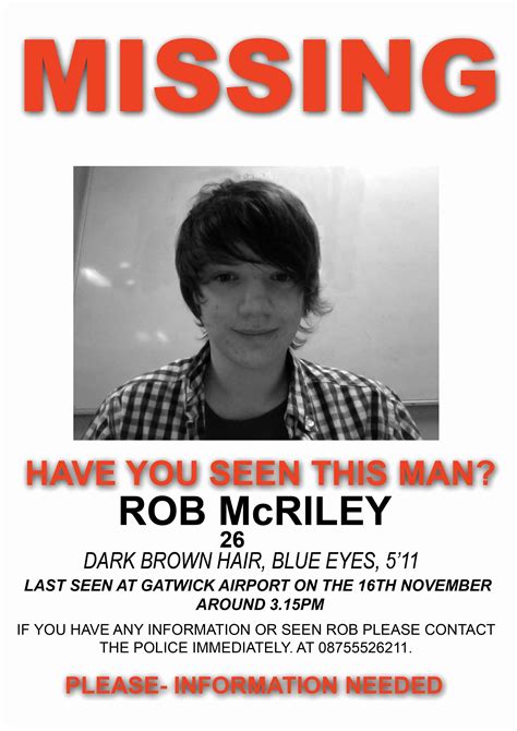 Missing Person Flyer Template Fresh Creating A Missing Poster for Rob Mcriley Post 1 | Missing 