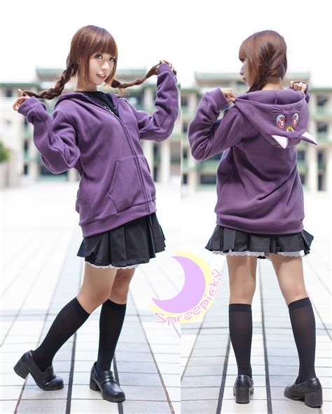 Cosplay Sailor Moon Luna Artemis Polar Fleece Hoodie Sweater Jacket Coat Free Ship Sp141188