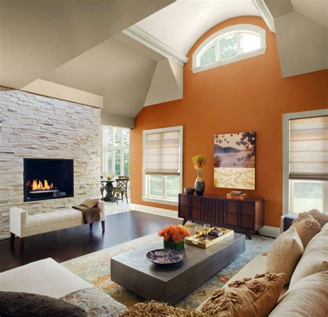 Love The Warmth Of The Orange Wall Living Room Color Schemes Living