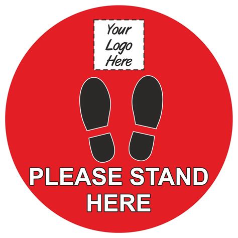 Please Stand Here Floor Signage Stickers 12 Pack